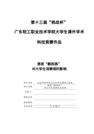 2025年透视酷抠族对大学生消费观的影响竞赛