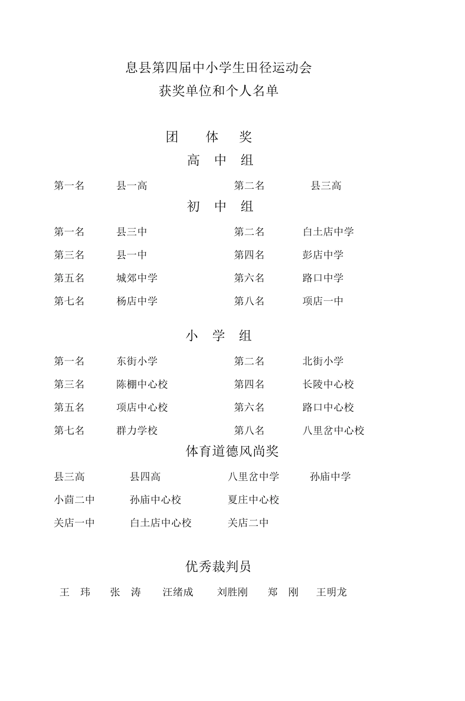 息县第四届中小学生田径运动会_第1页