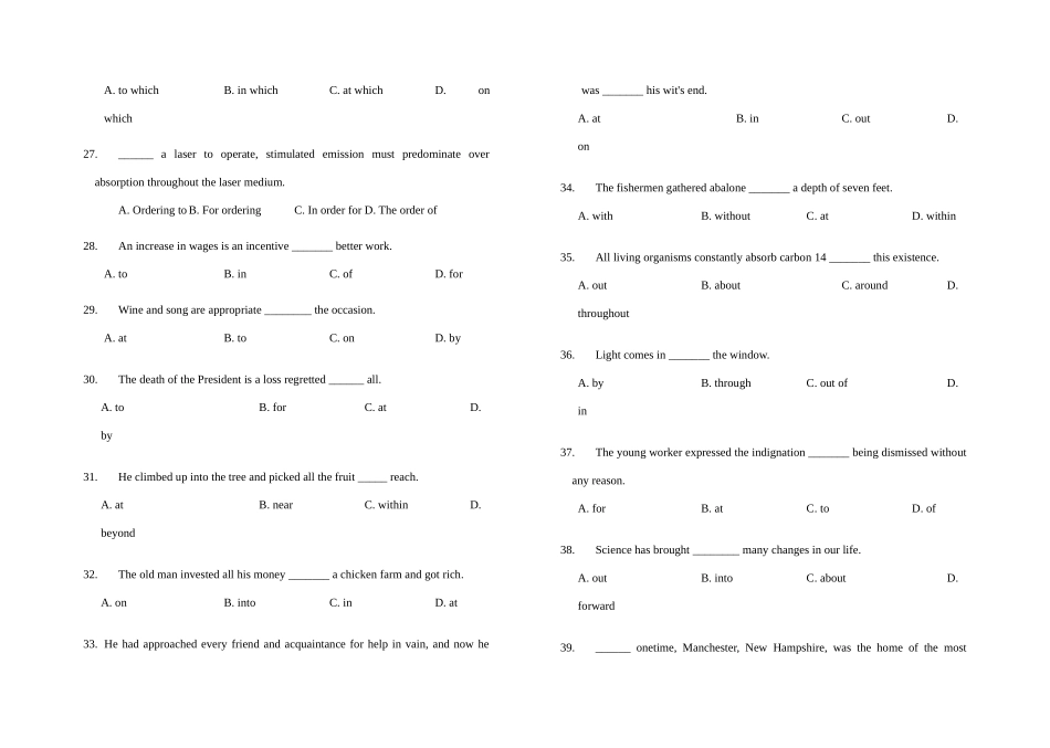 2025年英语四级练习语法词汇_第3页