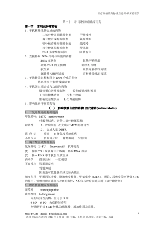 恶性肿瘤临床用药临床药理学