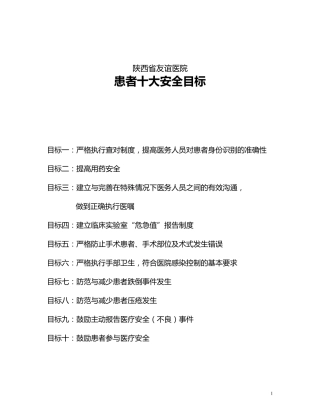 患者十大安全目标及管理措施