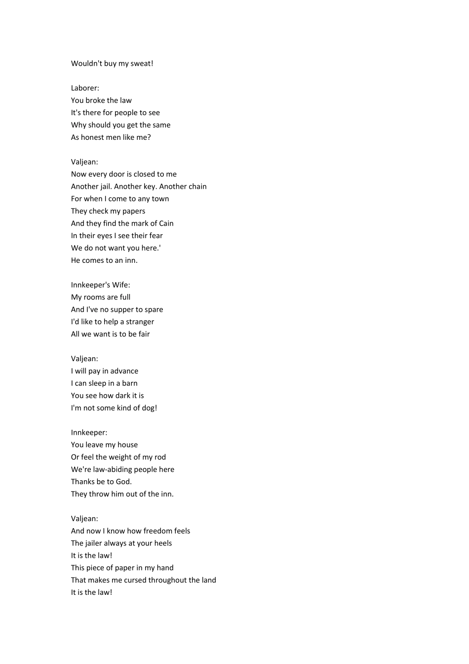 悲惨世界舞台剧歌词_第3页