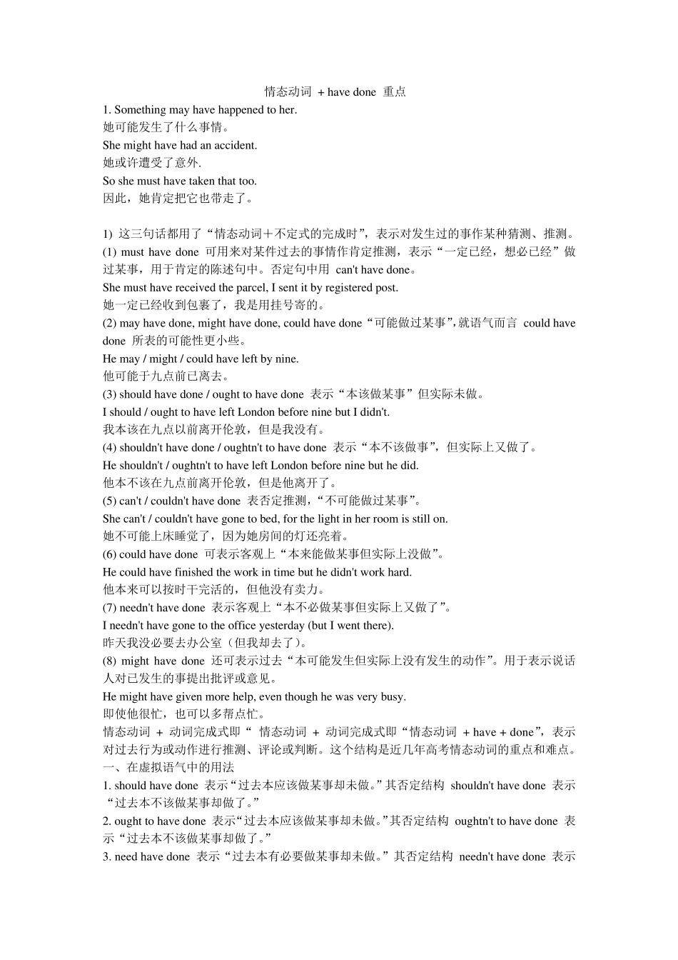 情态动词+havedone总结_第1页