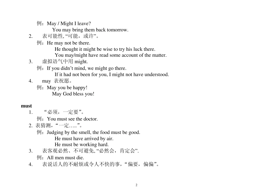 情态动词主要用法总结_第2页