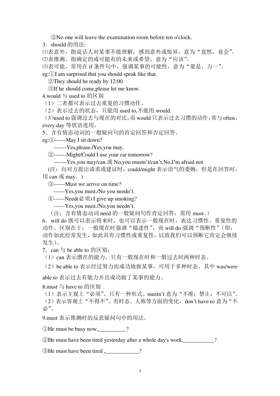 情态动词和虚拟语气用法简表及总结_第3页