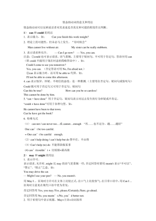 情态助动词的意义和用法(很详细)