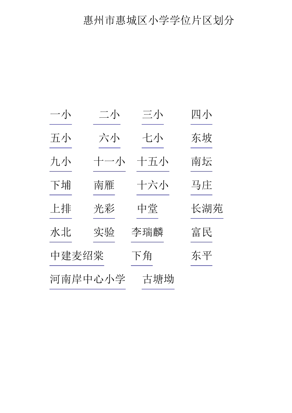 惠州市惠城区小学学位片区划分地图与说明!_第1页