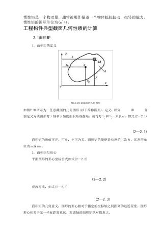 惯性矩总结(含常用惯性矩公式)