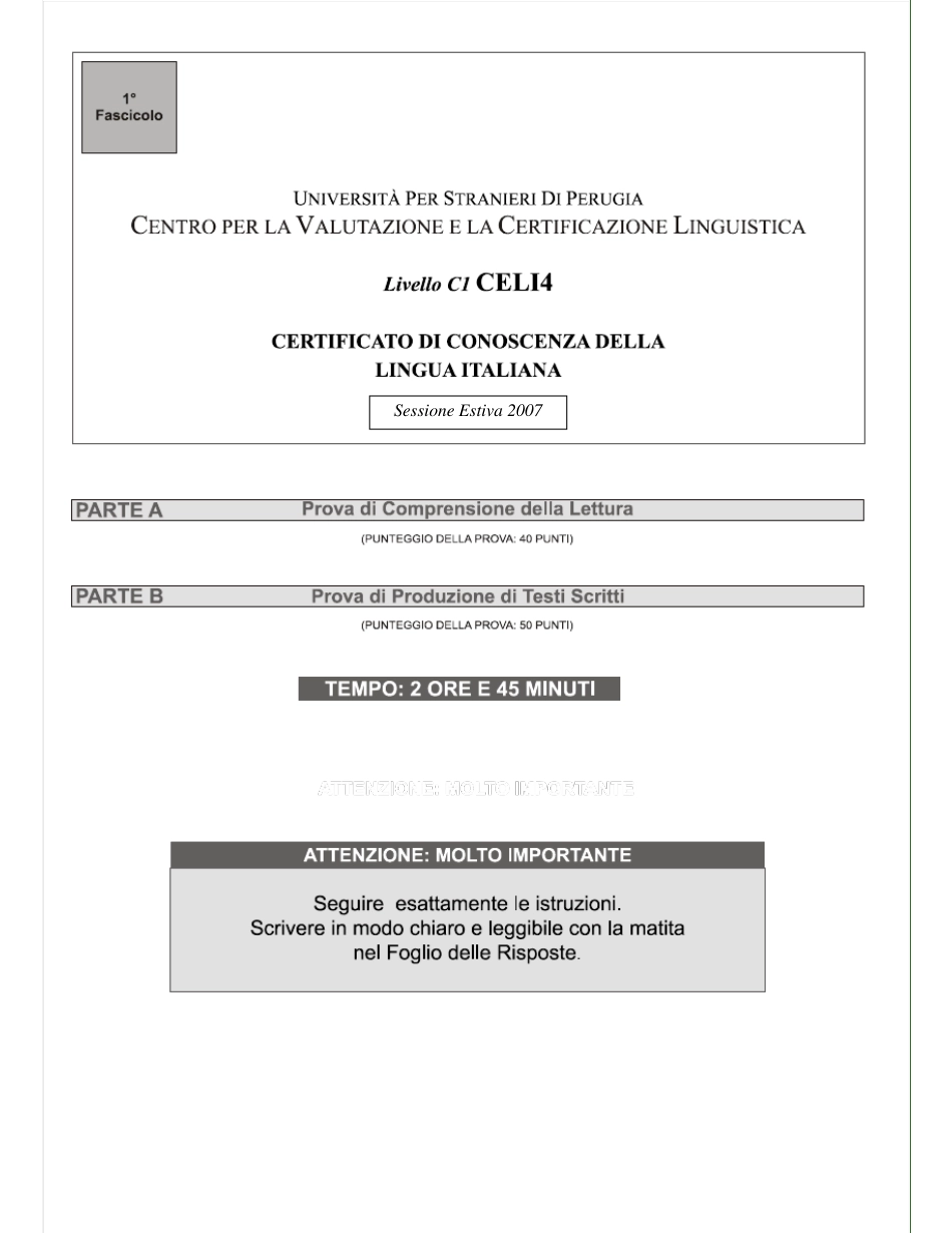 意大利语CELI4_高级考试C1_第1页