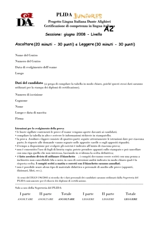 意大利语A2考试试卷