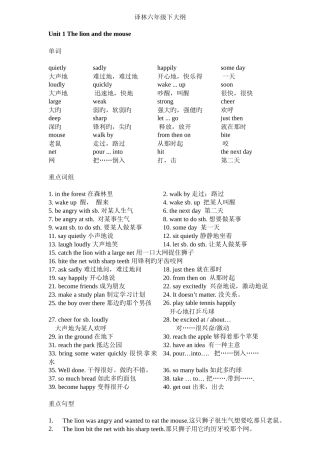 2025年译林英语知识点归纳