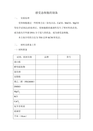 感受态细胞的制备及转化