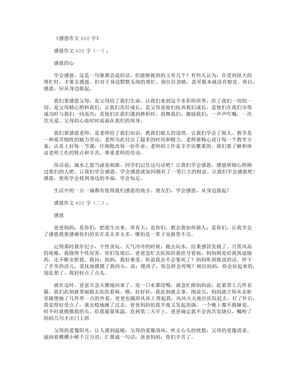 感恩作文600字10篇感思征文600字_第1页