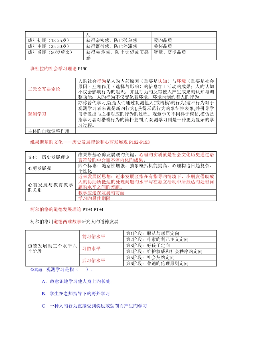 2025年心理咨询师考试发展心理学知识点总结_第3页