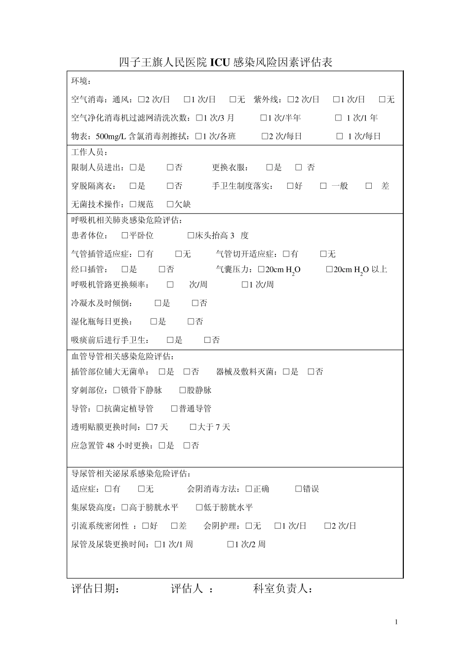 感染较高风险的科室与感染控制情况进行风险评估_第1页