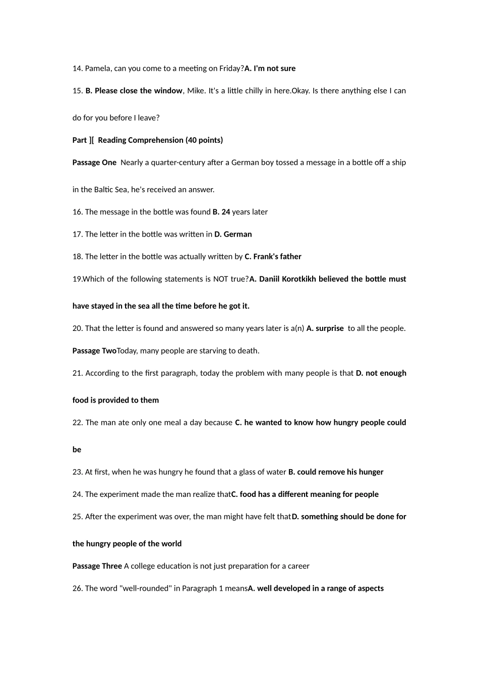 2025年广东省成人高等教育学士学位英语考试真题答案_第2页