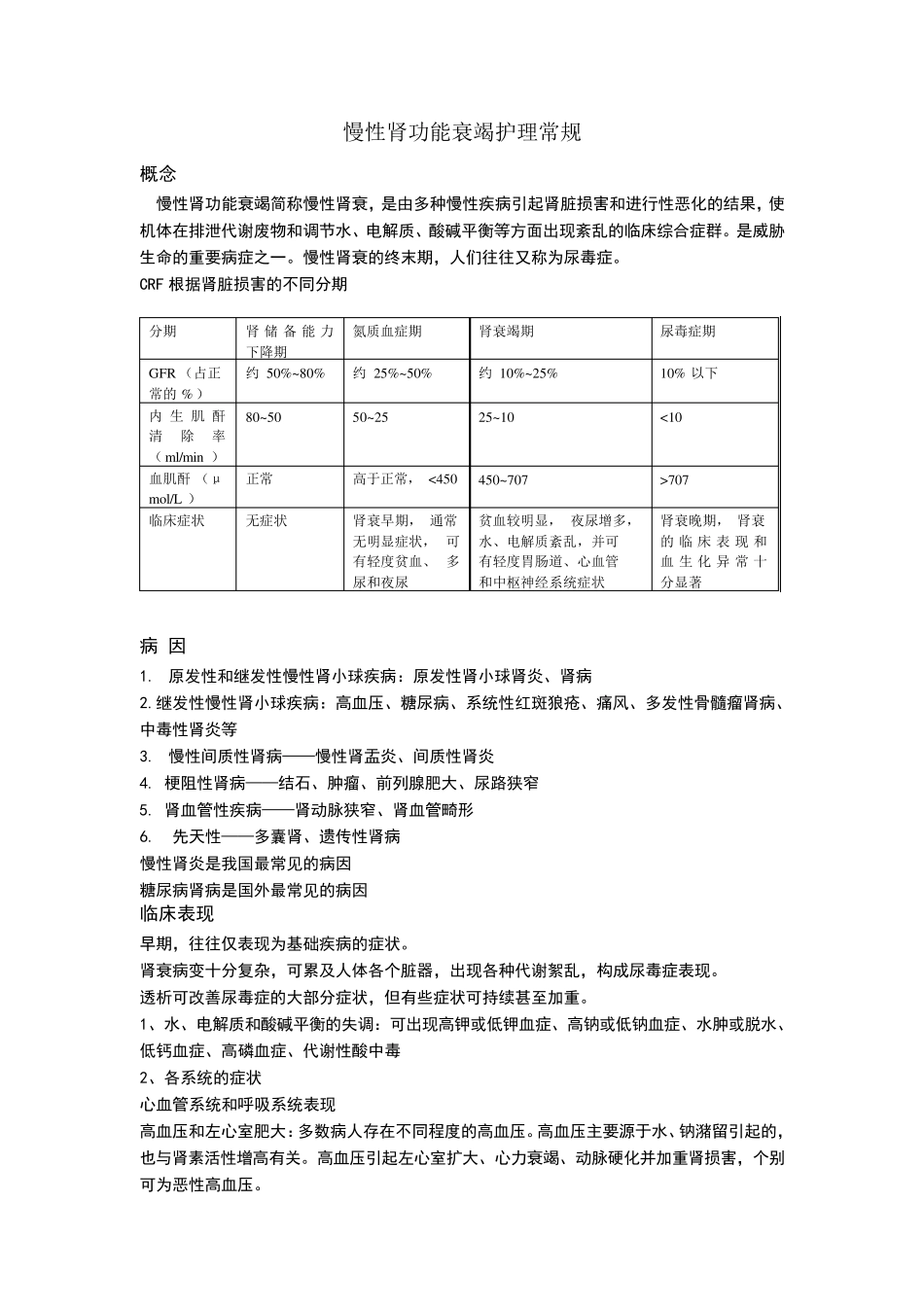 慢性肾功能衰竭护理常规_第1页