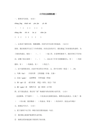 2025年小升初全真模拟题一语文附答案