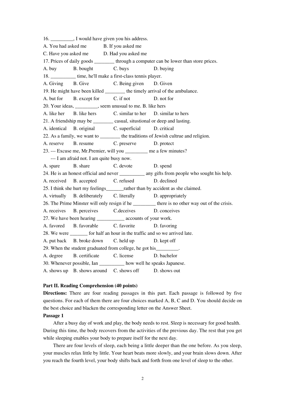 成人学位英语考试模拟题及答案_第2页