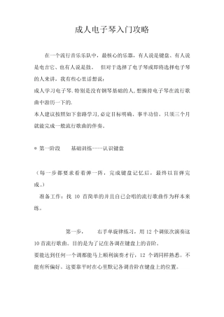 成人电子琴入门攻略