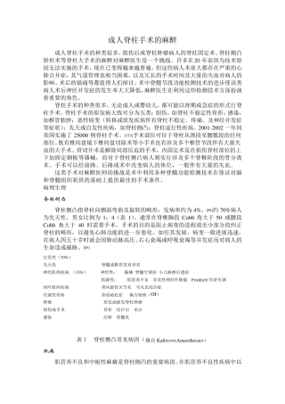 成人脊柱手术的麻醉