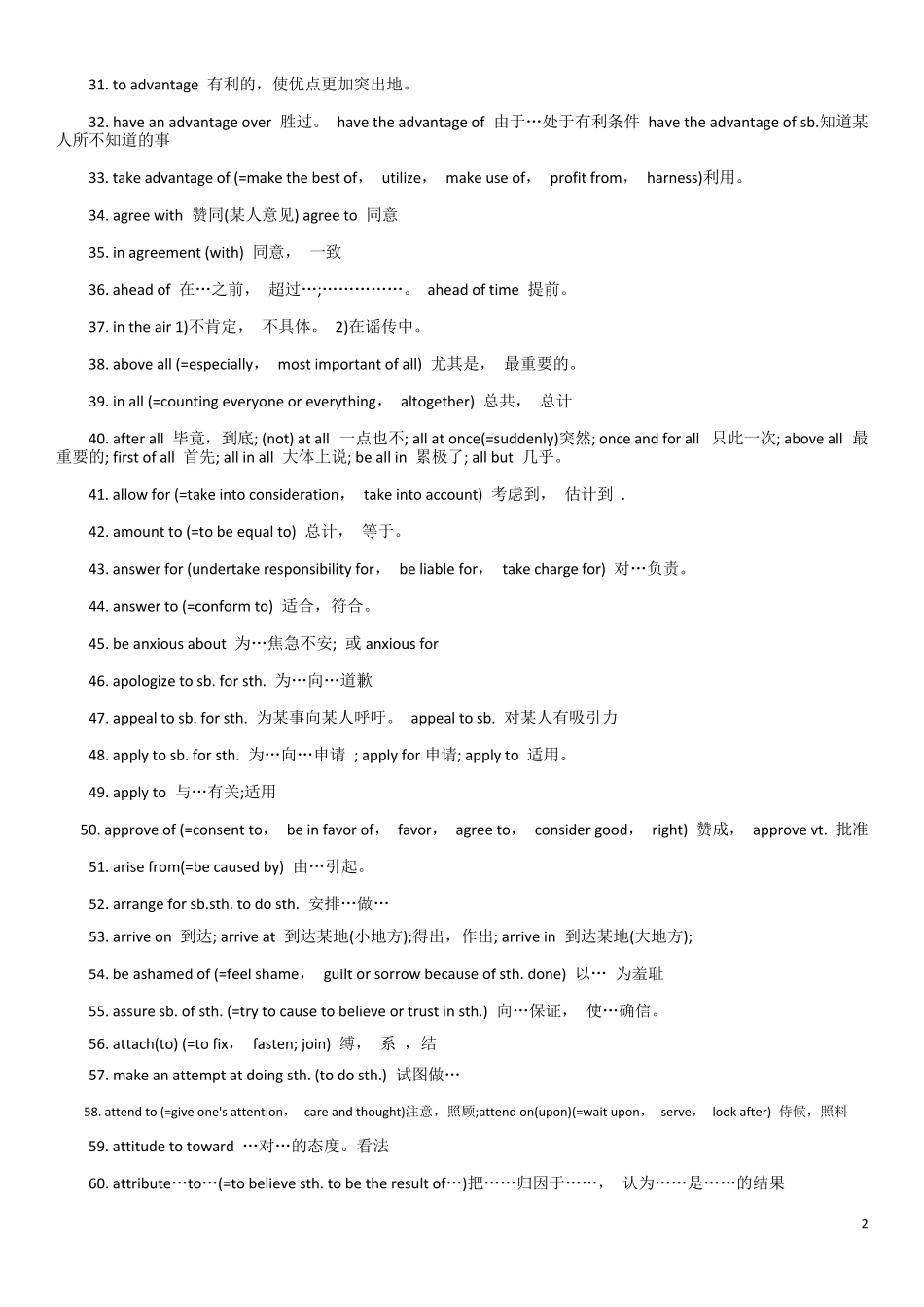 成人英语三级考试(学位英语)高频词汇总结_第2页
