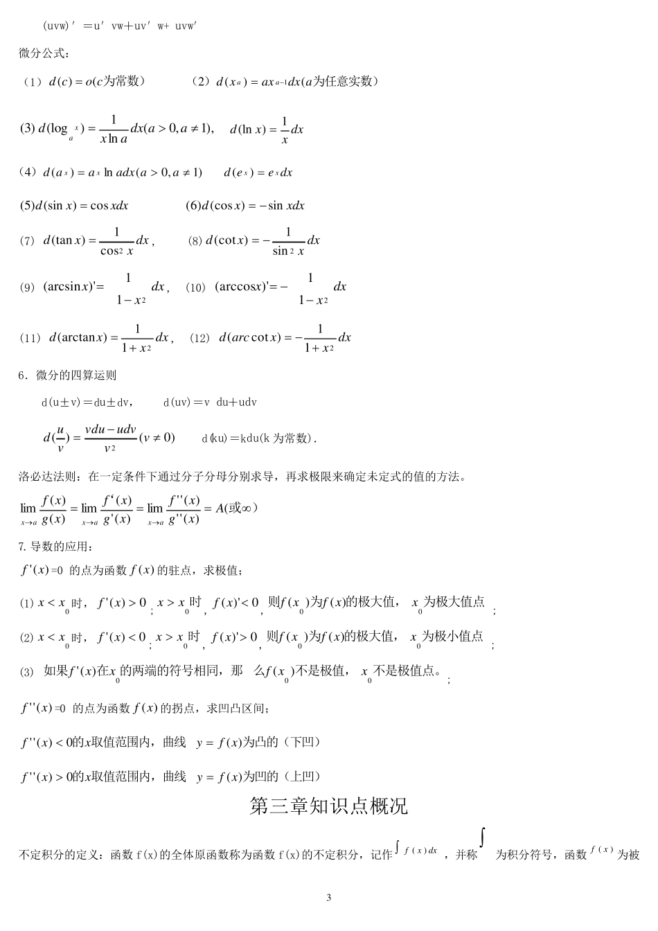 成人高考专升本《高等数学二》公式大全_第3页