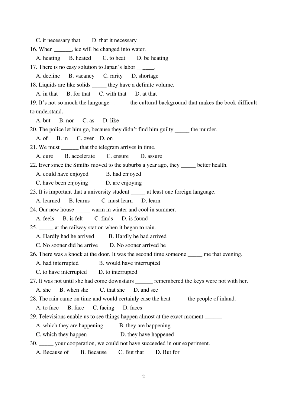 成人高考学位英语测试题_第2页