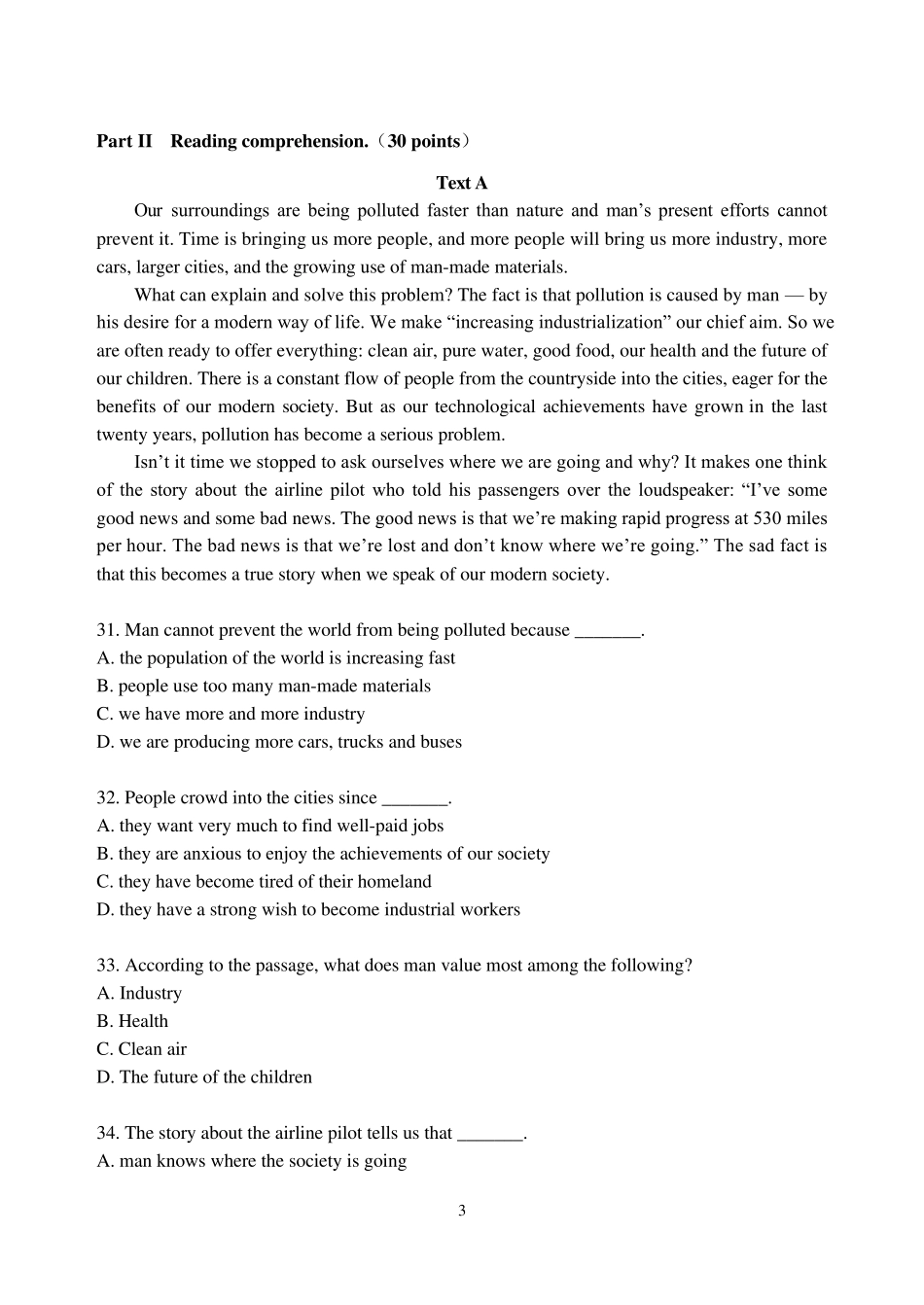 成人高考学位英语测试题_第3页