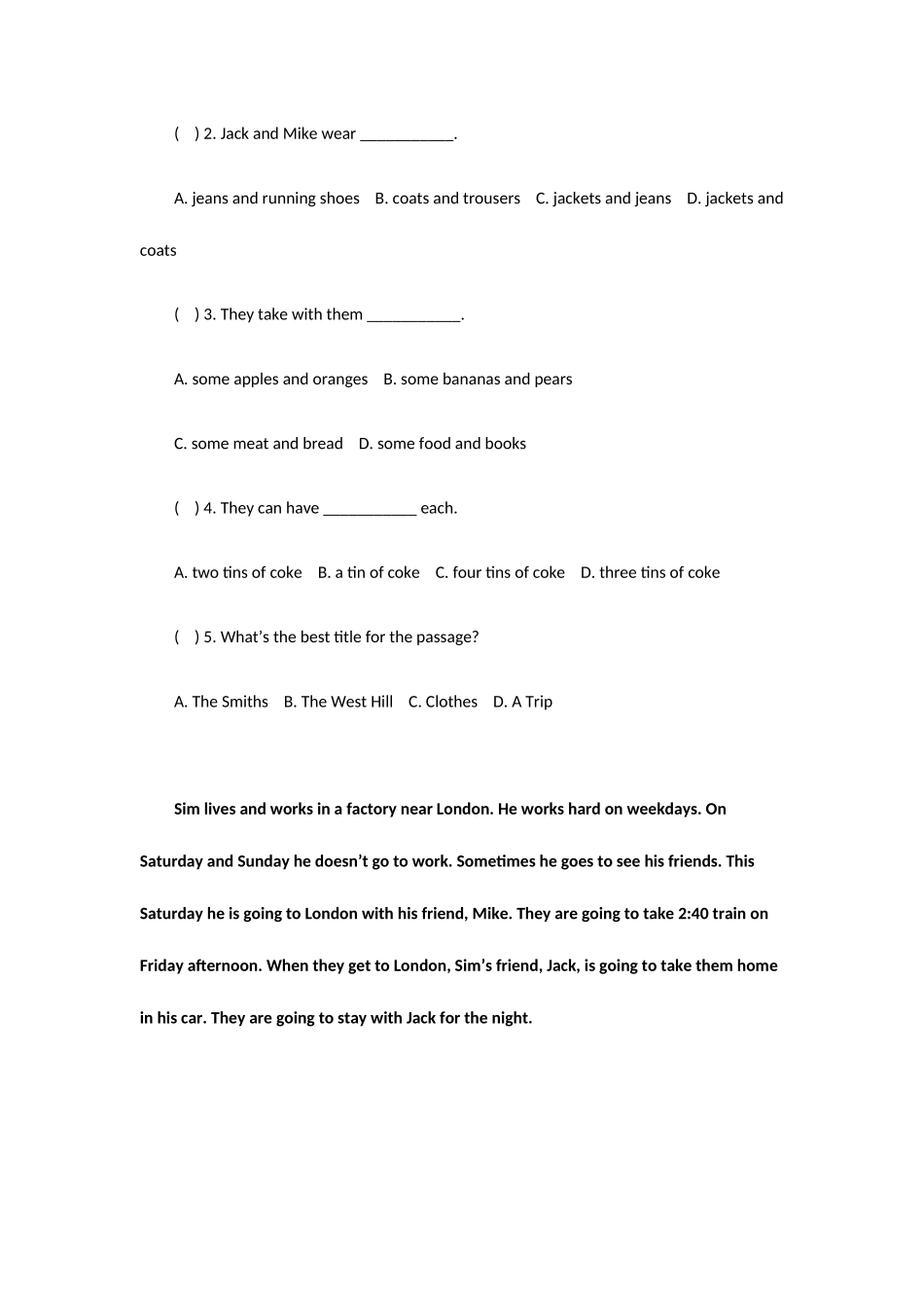 2025年小升初英语阅读理解专项训练_第3页