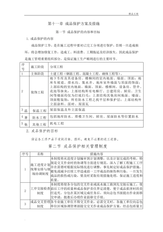 成品保护方案及措施模板
