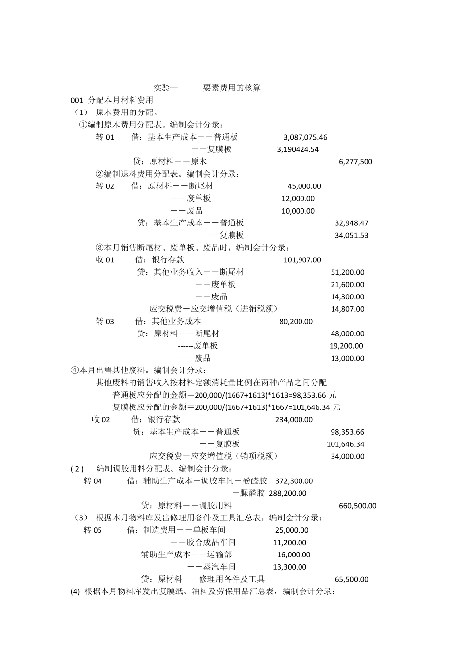 成本会计分录_第1页