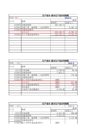 成本会计模拟实训答案