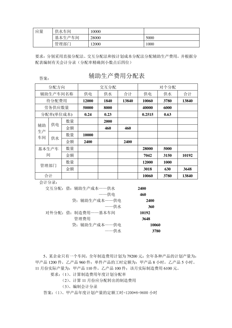 成本会计计算题及答案_第3页