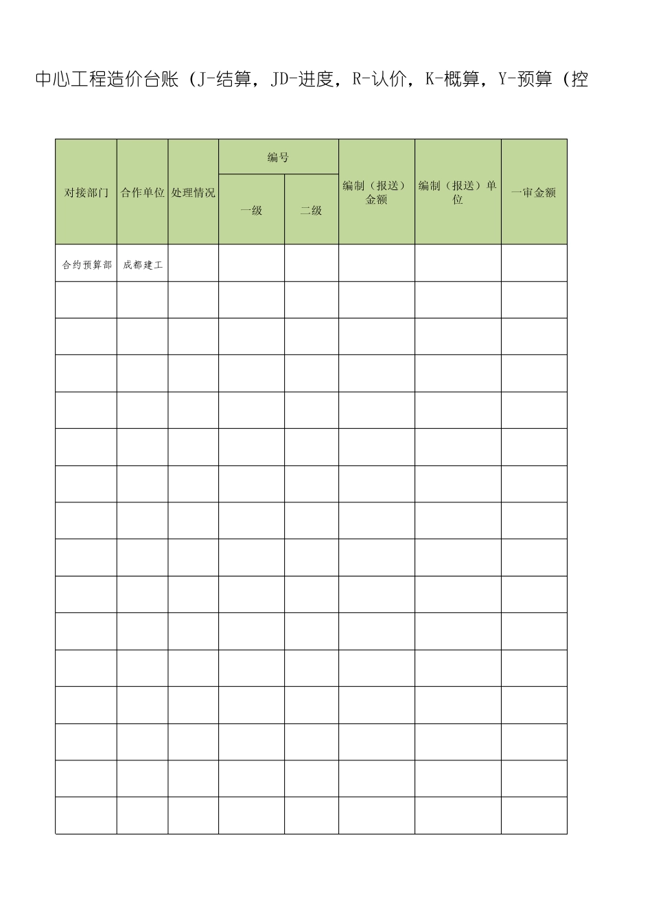 成本管理工作记录(造价台账登记表)_第3页