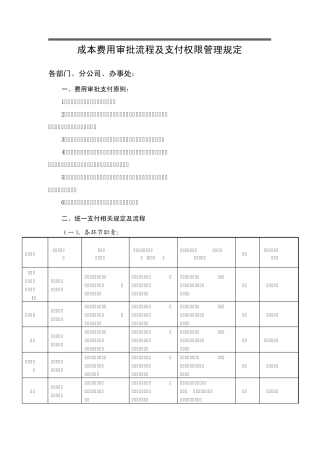 成本费用审批流程及支付权限管理规定