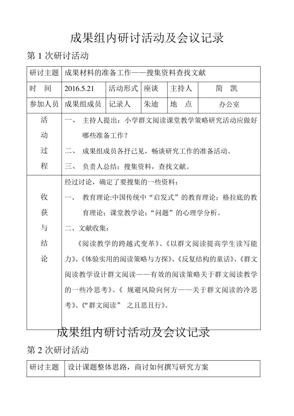 成果组内研讨活动及会议记录_第1页