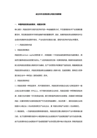 成立中外合资投资公司的方案草案