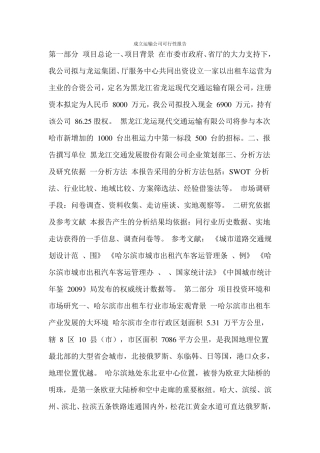 成立运输公司可行性报告