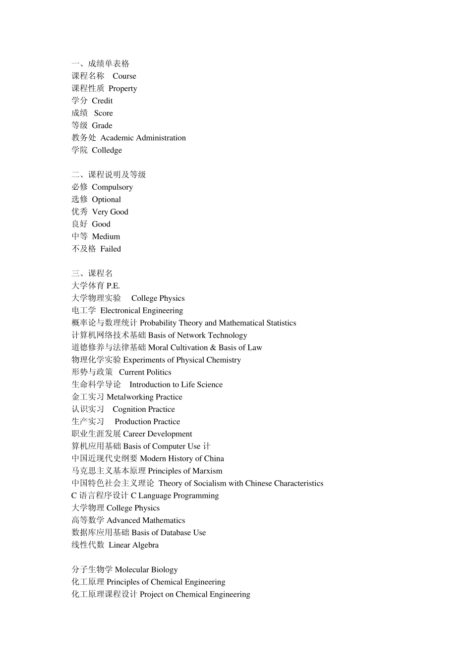 成绩单翻译指南_第1页