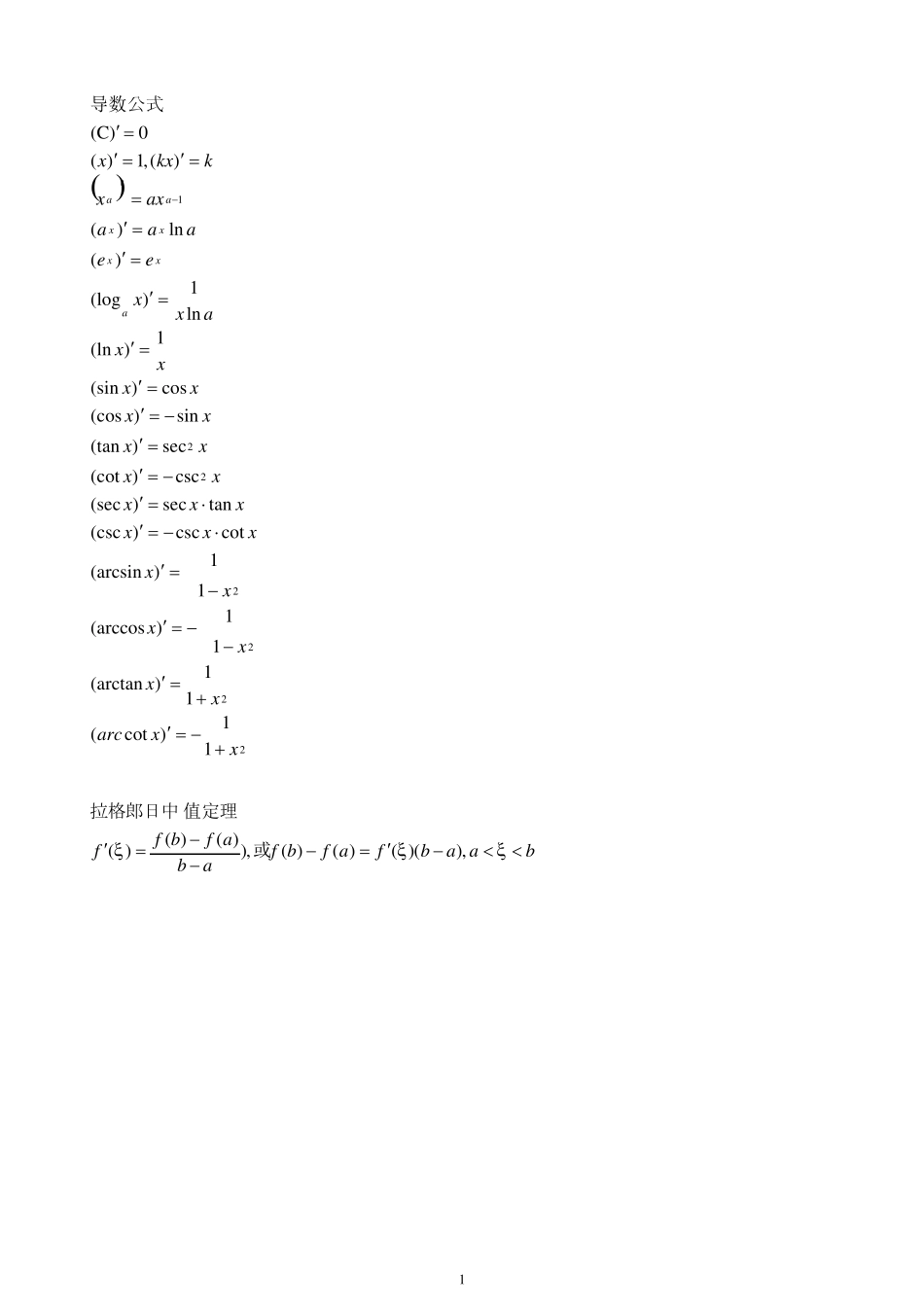 成考高数1_数学公式_第1页