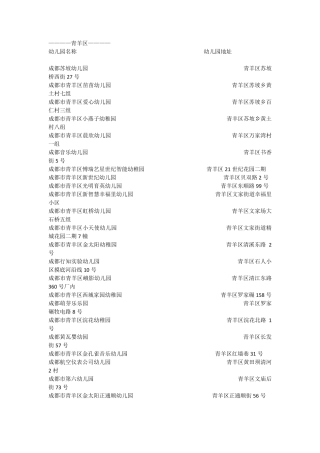 成都公立幼儿园一览表