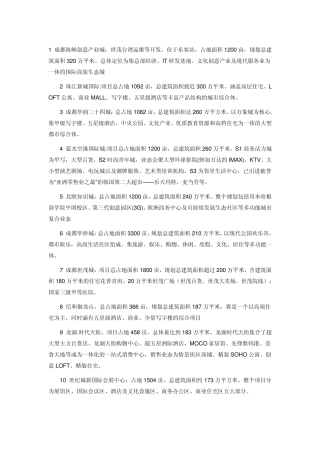 成都已开、在建综合体大全