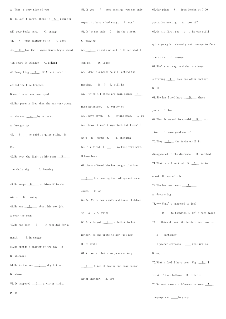 2025年电大开放英语考点版资料_第3页