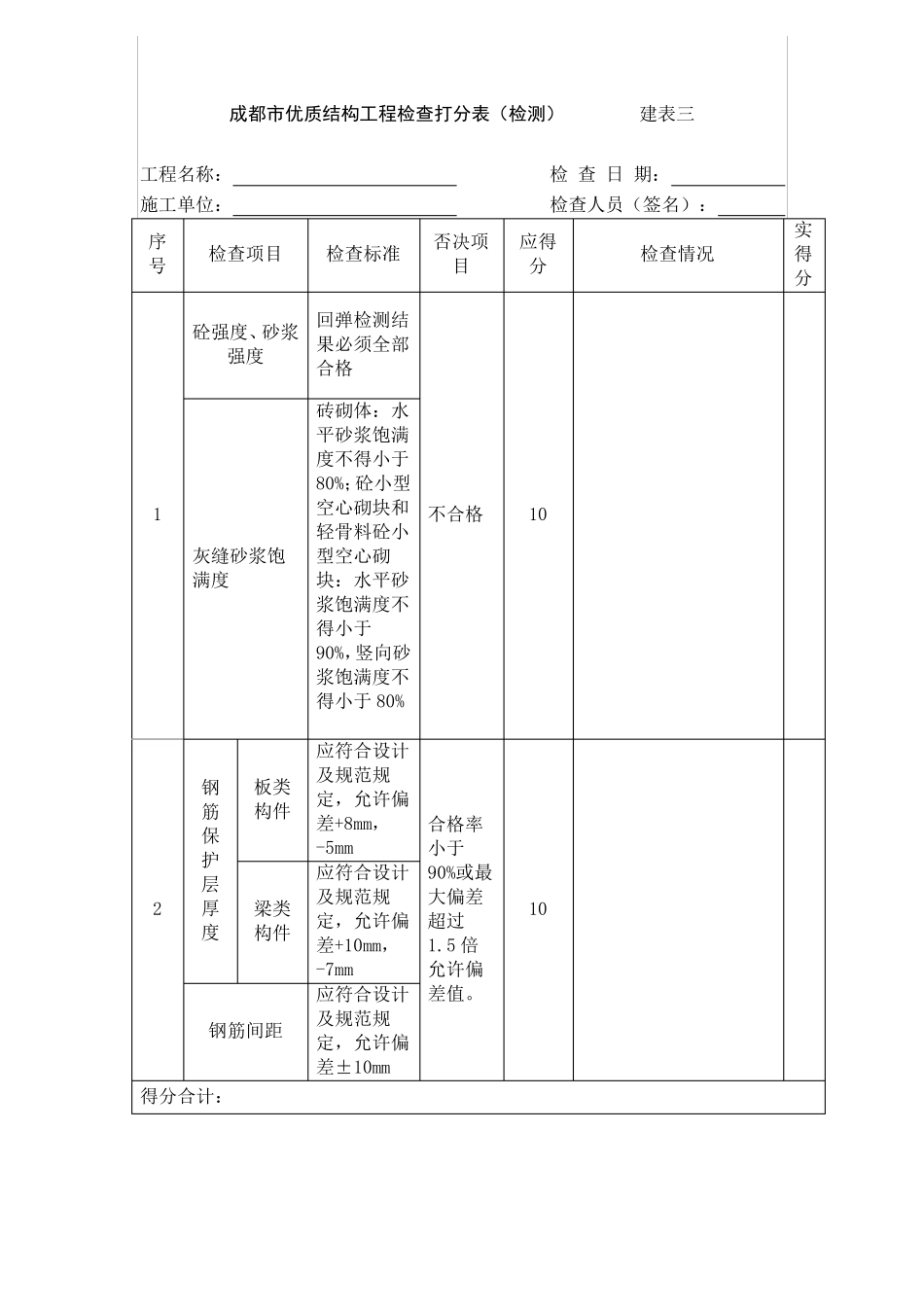 成都市优质结构工程检查打分表_第3页