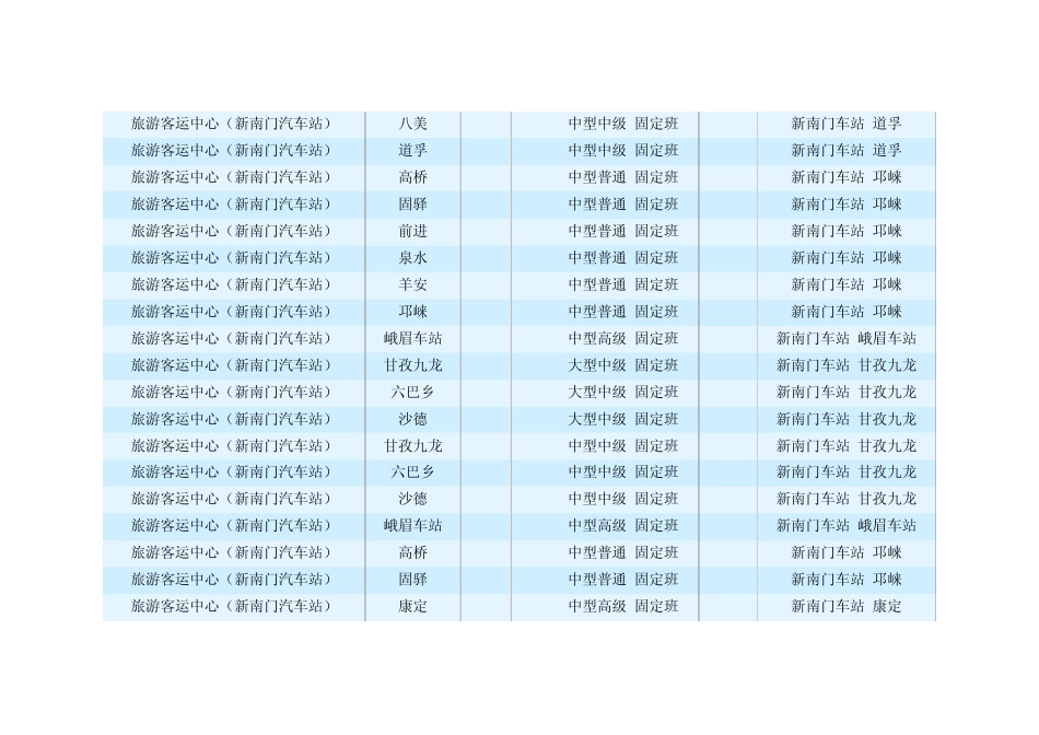 成都旅游客运中心(新南门汽车站)时刻表_第1页