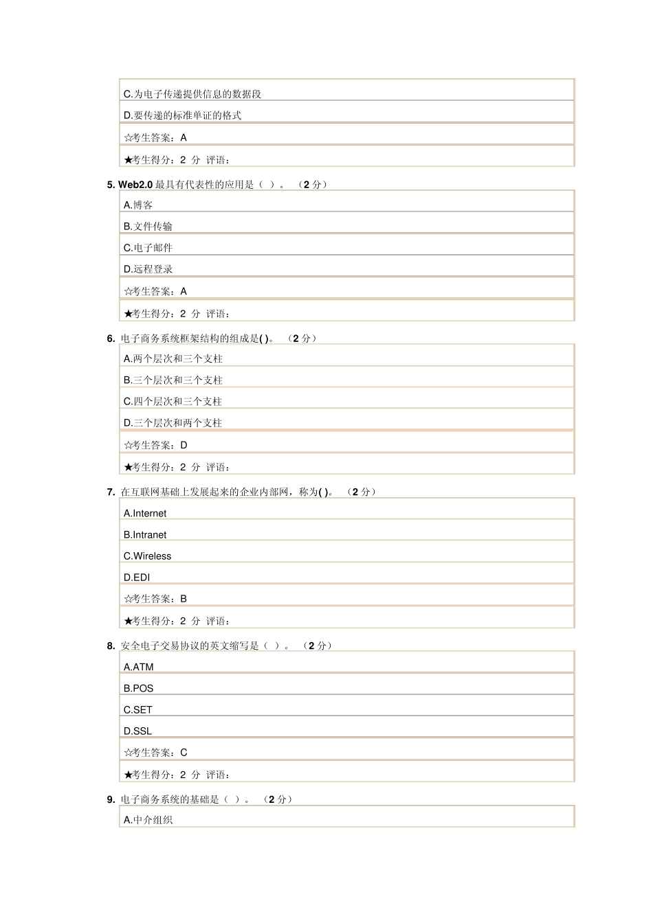 成都电大《电子商务概论》考试试题和答案_第2页