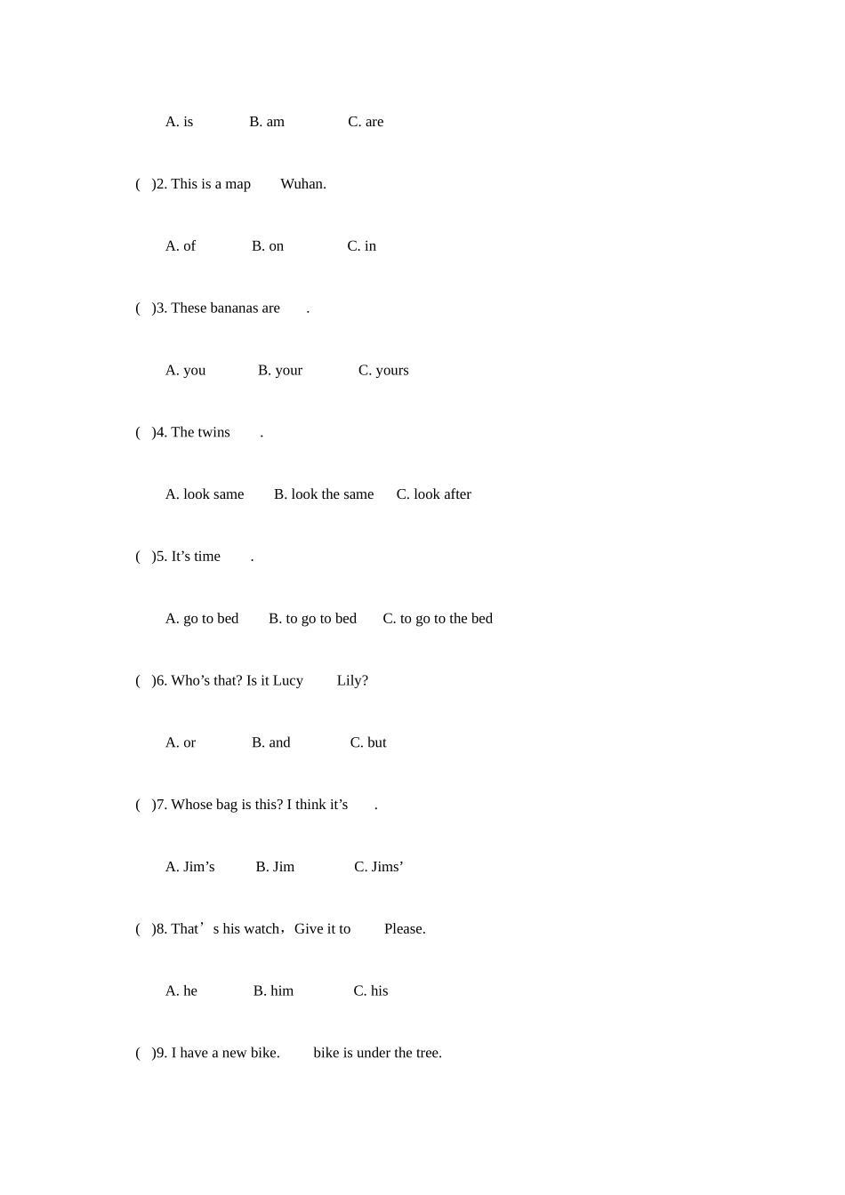 2025年小升初英语模拟测试题六_第3页