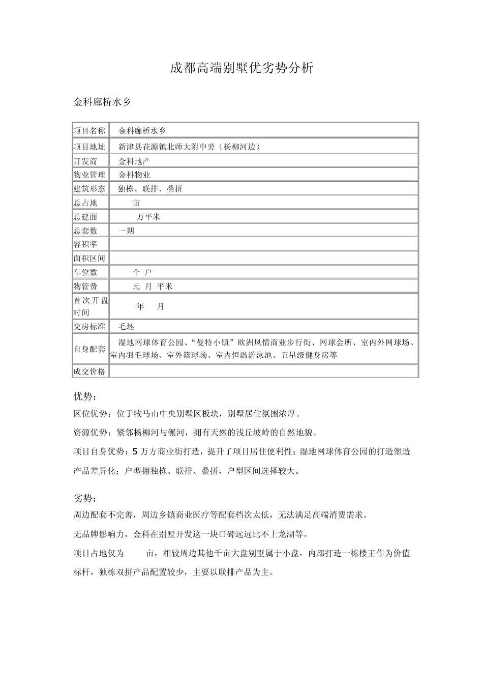 成都高端别墅优劣势分析_第1页