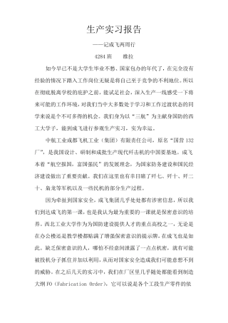 成飞实习报告